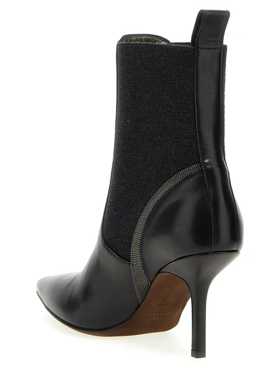 Shop Brunello Cucinelli Monile Leather Ankle Boots In Black