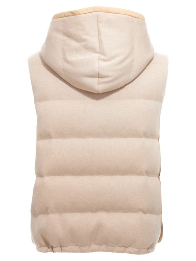 Shop Brunello Cucinelli Nylon And Cashmere Reversible Vest In Beige