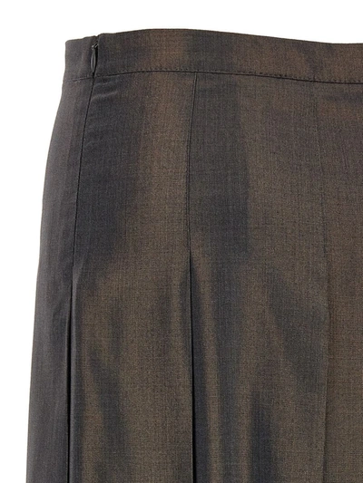 Shop Brunello Cucinelli Pleated Laminated Skirt In Gray