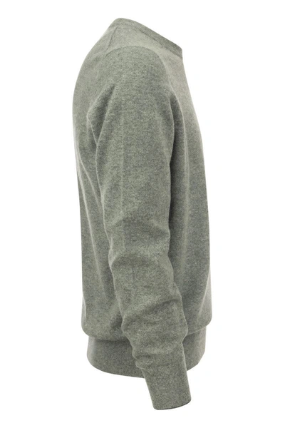 Shop Brunello Cucinelli Pure Cashmere Crew-neck Sweater In Melange Grey