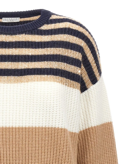 Shop Brunello Cucinelli Sequin Striped Sweater In Multicolor
