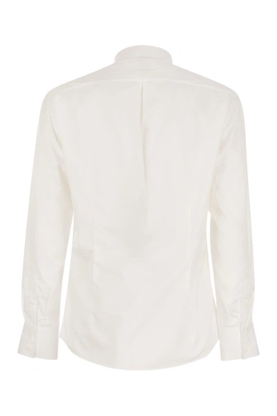 Shop Brunello Cucinelli Slim Fit Twill Shirt Button Down In White