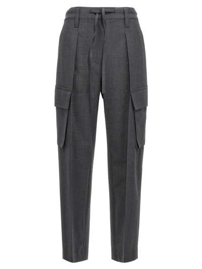 Shop Brunello Cucinelli Tailored Cargo Pants In Gray
