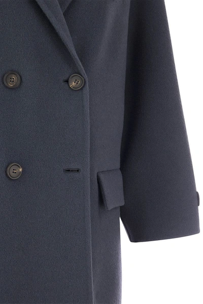 Shop Brunello Cucinelli Wool And Cashmere Double-breasted Coat In Blue