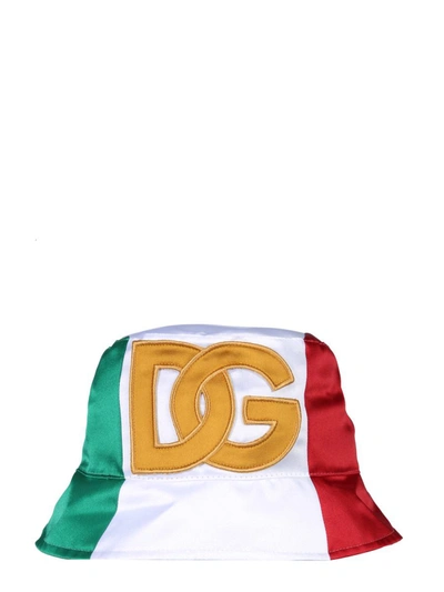Shop Dolce & Gabbana Bucket Hat With Dg Logo In Multicolor