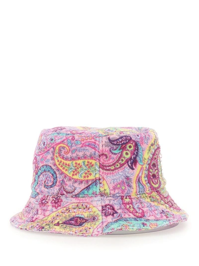 Shop Etro Bucket Hat With Logo Embossing In Pink
