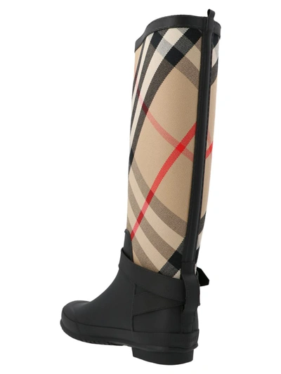 Burberry Beige Simeon Rain Boots In Black