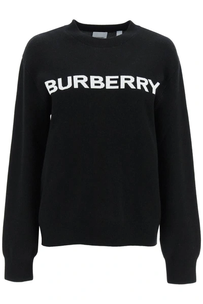 Shop Burberry Jacquard Logo Pullover In Black
