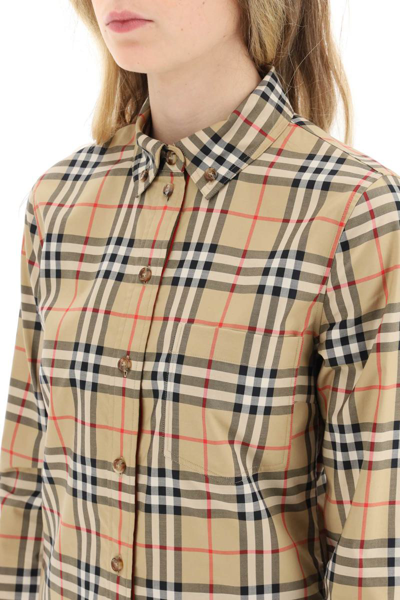 Shop Burberry Lapwing Shirt Vintage Check In Beige