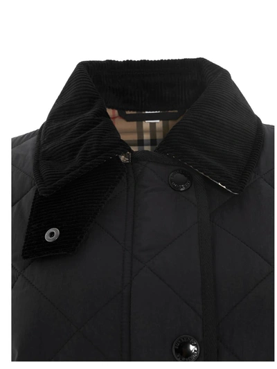 Shop Burberry Quilted Jacket 'cotswold' In Black