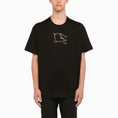 Shop Burberry T-shirt With Ekd Check In Black