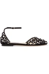 JIMMY CHOO Davinia crystal-embellished suede point-toe flats