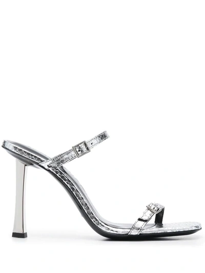 Shop By Far Flick 90mm Metallic Sandals In Silver