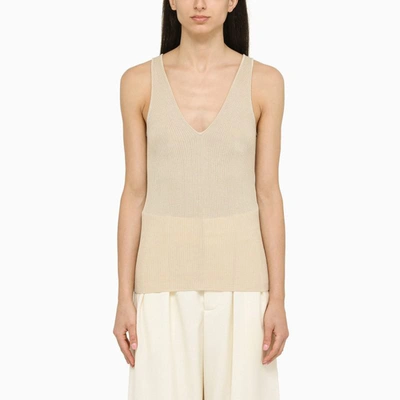 Shop By Malene Birger Rory Ribbed Top In Beige