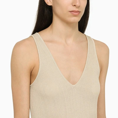 Shop By Malene Birger Rory Ribbed Top In Beige