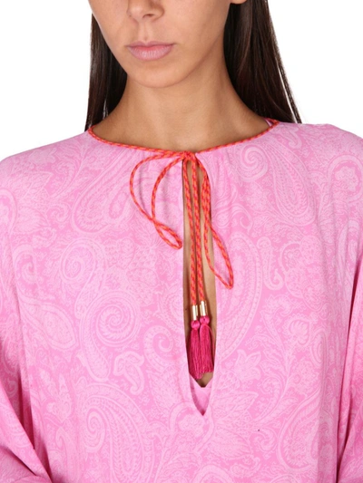 Shop Etro Caftan With Paisley Print In Pink