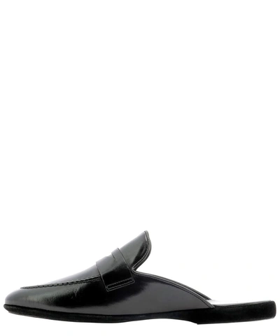 Shop Farfalla Calf Leather Slippers In Black