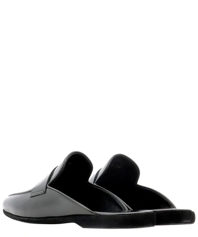 Shop Farfalla Calf Leather Slippers In Black
