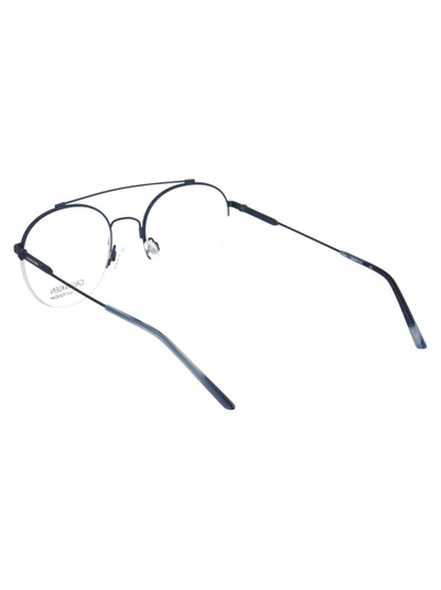 Calvin Klein Satin Silver Metal Optical Glasses In 410 Satin Navy