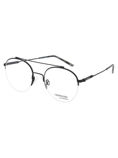 Calvin Klein Satin Silver Metal Optical Glasses In 001 Satin Black