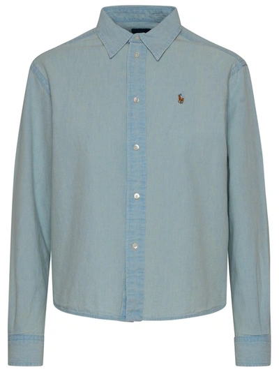 Polo Ralph Lauren Camicia In Denim Di Cotone Azzurra In Light Blue |  ModeSens