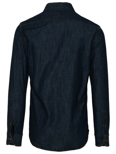 Shop Brian Dales Blue Cotton Denim Shirt