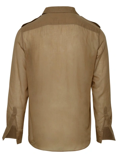 Shop Saint Laurent Beige Cotton Blend Shirt