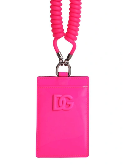Shop Dolce & Gabbana Card Holder With Shoulder Strap In Pink