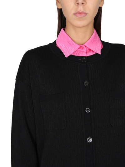 Shop Moschino Cardigan With Logo In Black