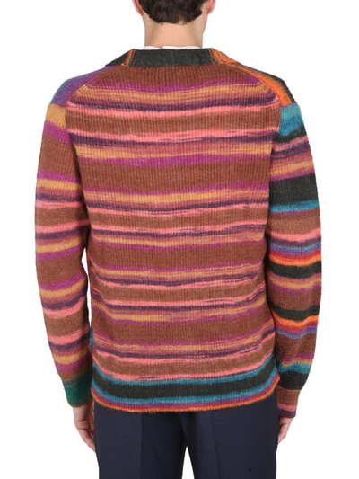 Shop Ps By Paul Smith Ps Paul Smith Cardigan With Stripe Pattern In Multicolor