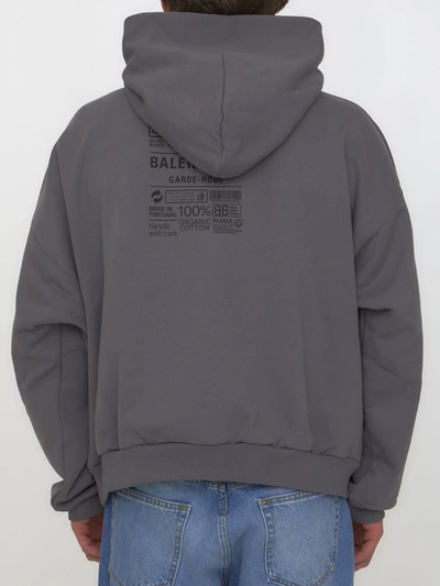 Shop Balenciaga Care Label Hoodie In Grey