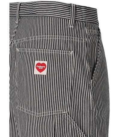 Shop Carhartt Wip  Terrell Single Knee Blue Striped Bermuda Shorts