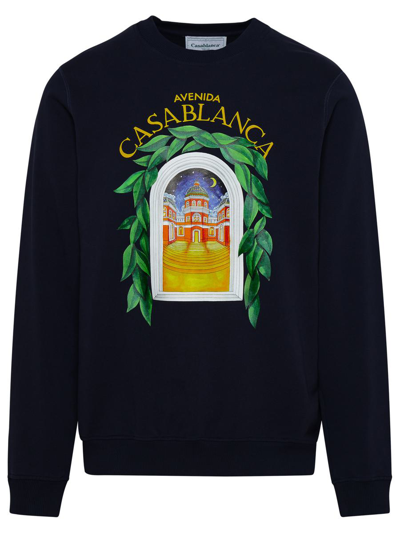 Shop Casablanca Blue Cotton Sweatshirt