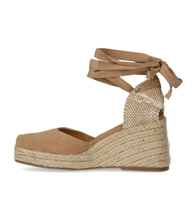 Shop Castaã±er Castañer  Tina Caramel Espadrille With Wedge In Beige