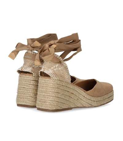 Shop Castaã±er Castañer  Tina Caramel Espadrille With Wedge In Beige