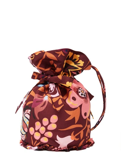 La Doublej Patterned Bucket Bag With Ruffle Details In Multicolor