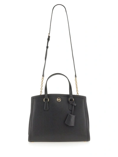 Shop Michael Michael Kors Chantal Medium Handbag In Black