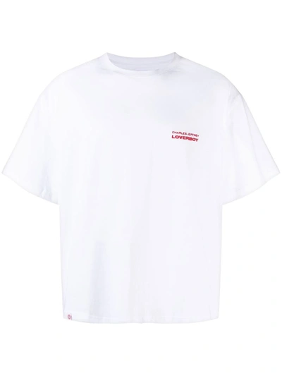 Shop Charles Jeffrey Loverboy Logo Cotton T-shirt In White