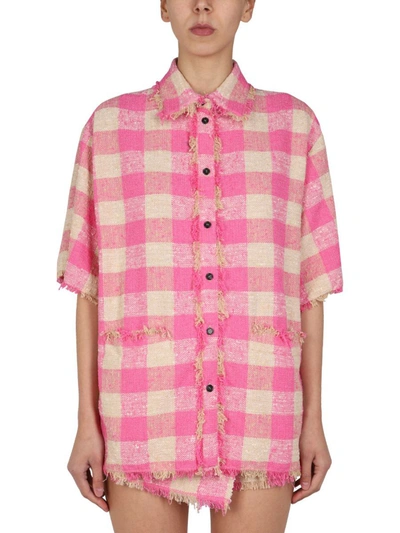 Msgm Jacket With Check Pattern In Pink