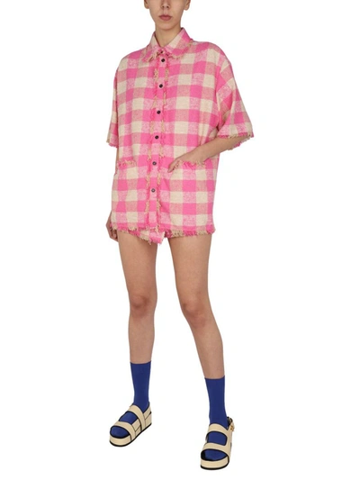 Msgm Jacket With Check Pattern In Pink