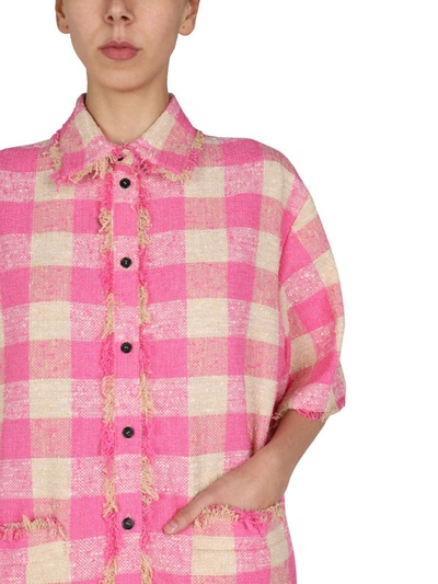 Msgm Jacket With Check Pattern In Pink