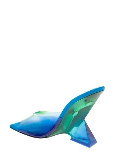 Shop Attico 'cheope' Degrade Blue Mules With Pyramidal Wedge In Pvc Woman