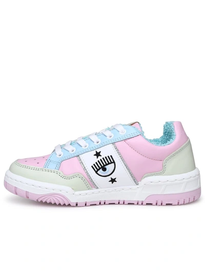 Shop Chiara Ferragni Cf1 Pink Leather Sneakers In Multicolor