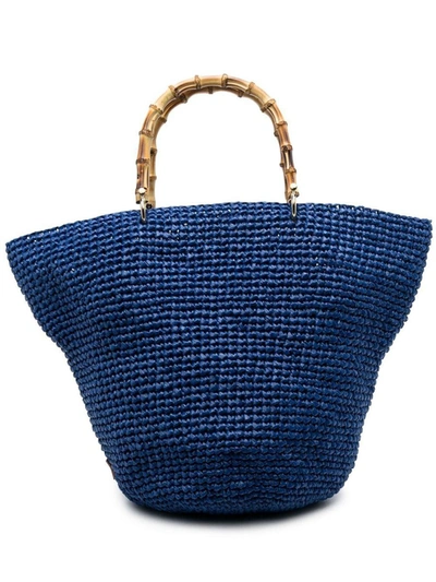 Shop Chica Corolla Straw Handbag In Blue