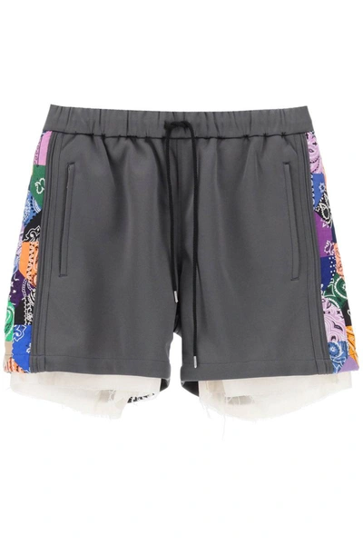 Shop Children Of The Discordance Jersey Shorts With Bandana Bands In Grey