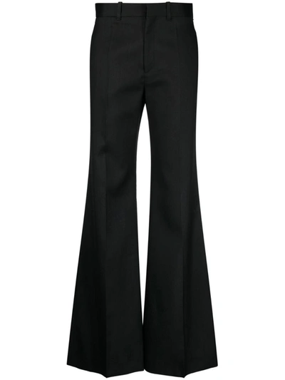 Shop Chloé Flared Silk Blend Wool Trousers In Black