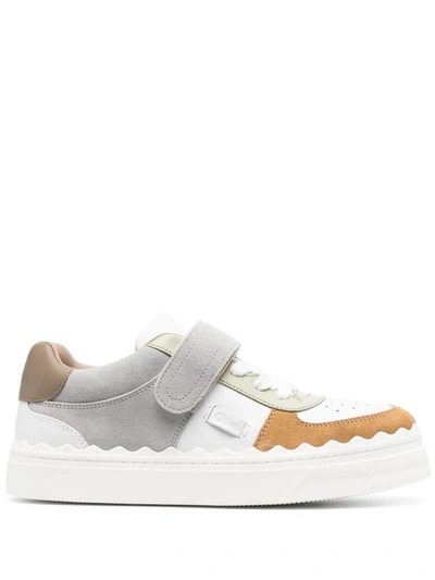 Shop Chloé Lauren Touch Strap Sneakers In Grey