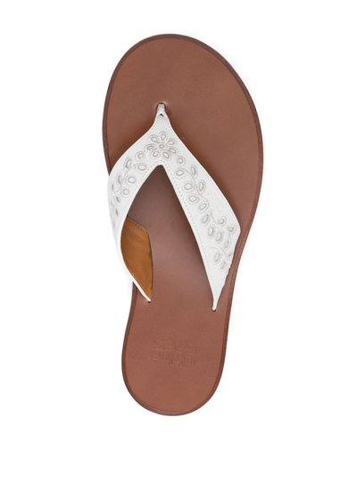 Shop Chloe X Eres Chloé X Eres Paz Leather Thong Sandals In White