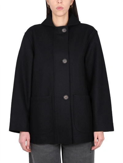Shop Margaret Howell Coat With Buttons In Blue