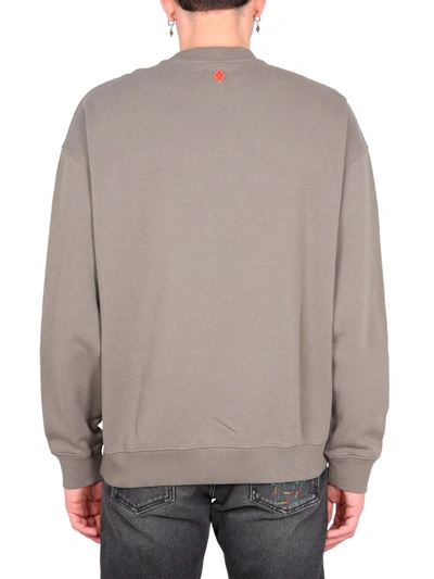 Shop Marcelo Burlon County Of Milan Collar Feather Sweatshirt In Grey